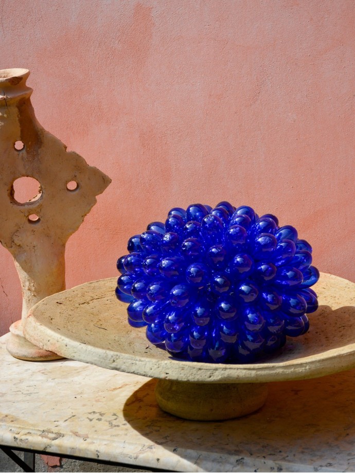 Lampe grappe verrerie soufflée – Bleue taille M | Tadé