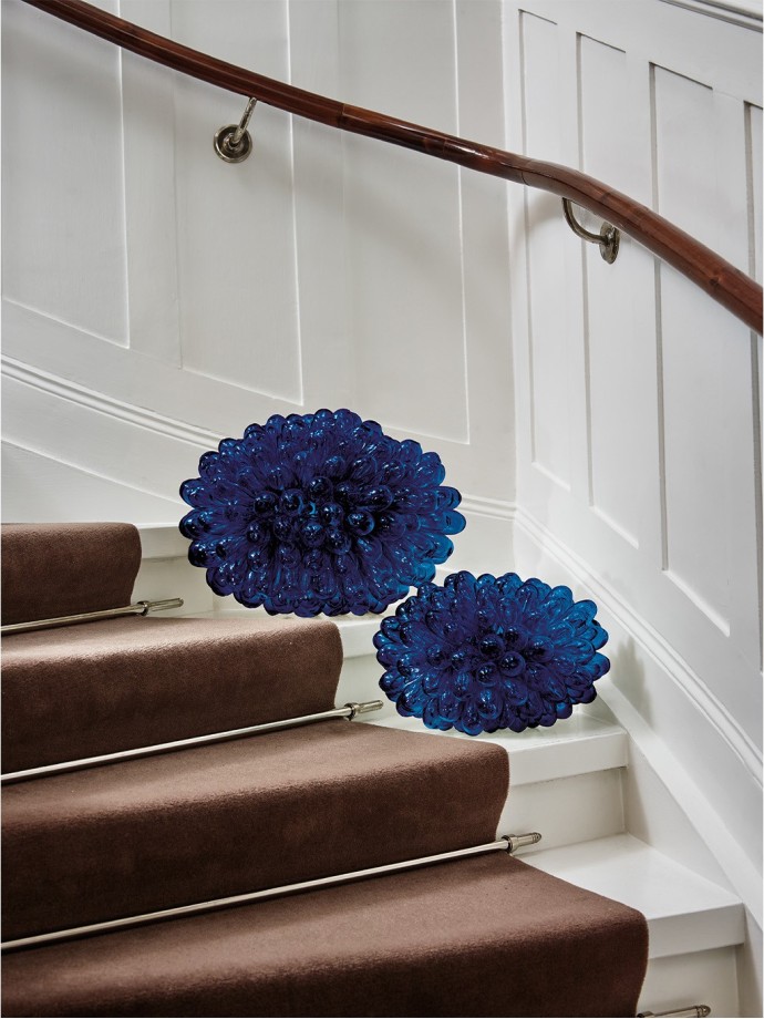 Lampe grappe verrerie soufflée – Bleue taille M | Tadé