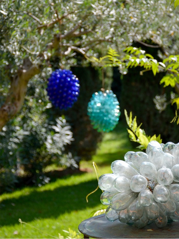 Lampe grappe verrerie soufflée – Bleue taille M | Tadé