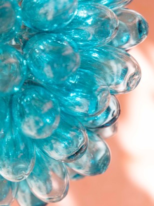 Lampe grappe verrerie soufflée – Turquoise taille M | Tadé