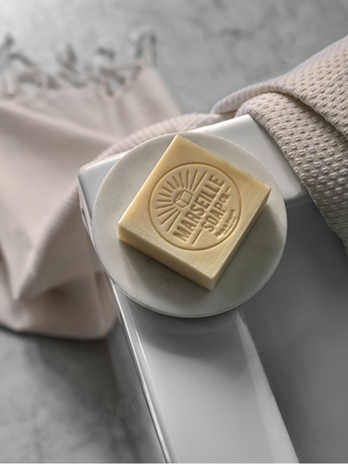 PORTE SAVON ROND · Marbre blanc