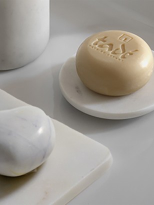 PORTE SAVON ROND · Marbre blanc