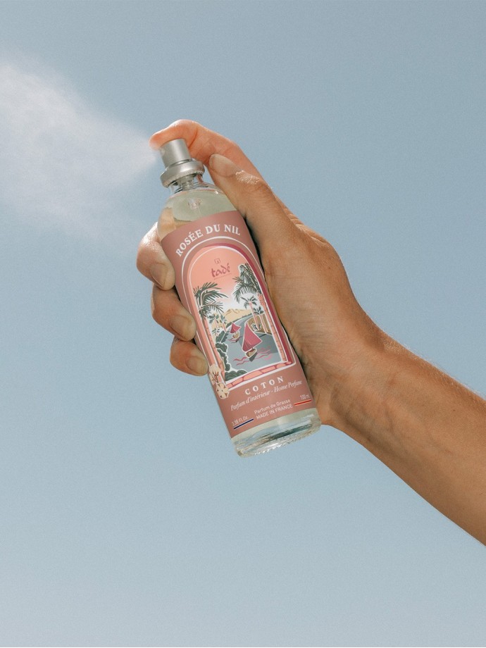 Scented set "Rosée du Nil" - Cotton Candle 180 g + Room Spray 100 ml | Tadé
