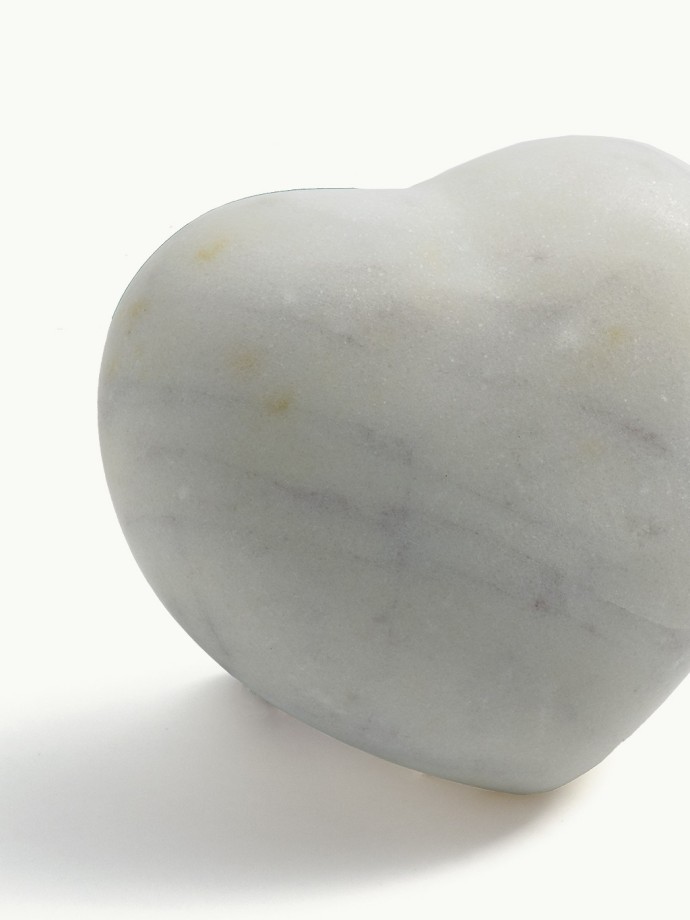 HEART-SHAPED MASSAGE STONE · White Marble