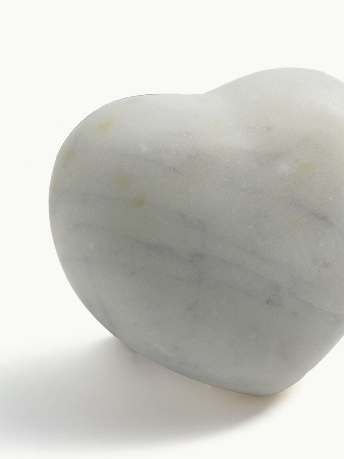 HEART-SHAPED MASSAGE STONE · White Marble