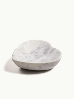 Plateau en forme de coeur en Marbre blanc – Plateau porte-savon élégant et minimaliste 12,5 × 12,5 cm, chic et pratique