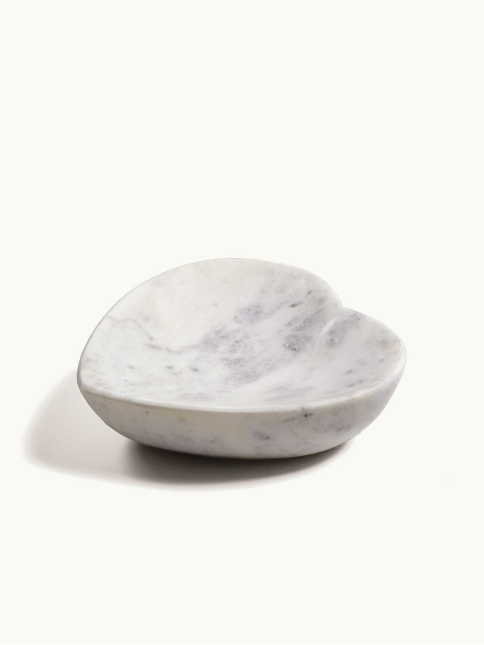 Plateau en forme de coeur en Marbre blanc – Plateau porte-savon élégant et minimaliste 12,5 × 12,5 cm, chic et pratique