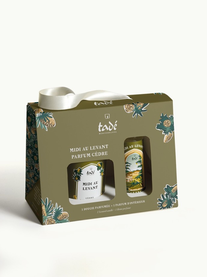 Scented gift set "Midday in the Levant" – Cedar candle 180 g + Room spray 100 ml | Tade