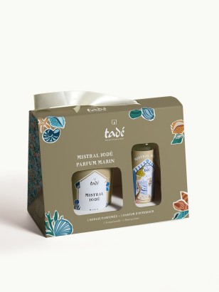 Scented set "Iodized Mistral" - Marine Spray Candle 180 g + 100 ml Room Spray | Tadé