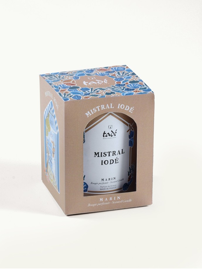 Bougie parfumée Tadé Mistral Iodée · 180g · Éco-conçue, fabriquée en France