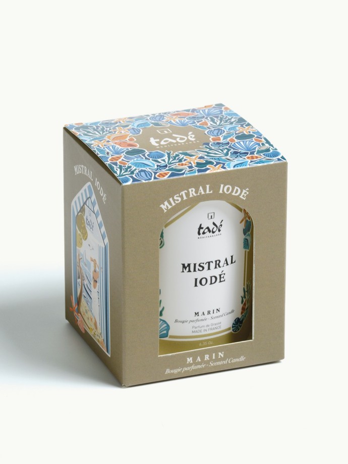 Bougie parfumée Tadé Mistral Iodée · 180g · Éco-conçue, fabriquée en France