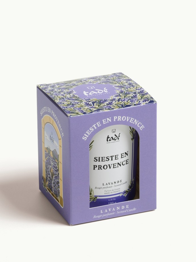 Bougie parfumée Tadé Lavande · Sieste en Provence · 180g · Éco-conçue, fabriquée en France