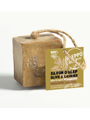Savon d’Alep 170 g à suspendre · Olive & Laurier · Authentique, fabriqué à la main en Syrie