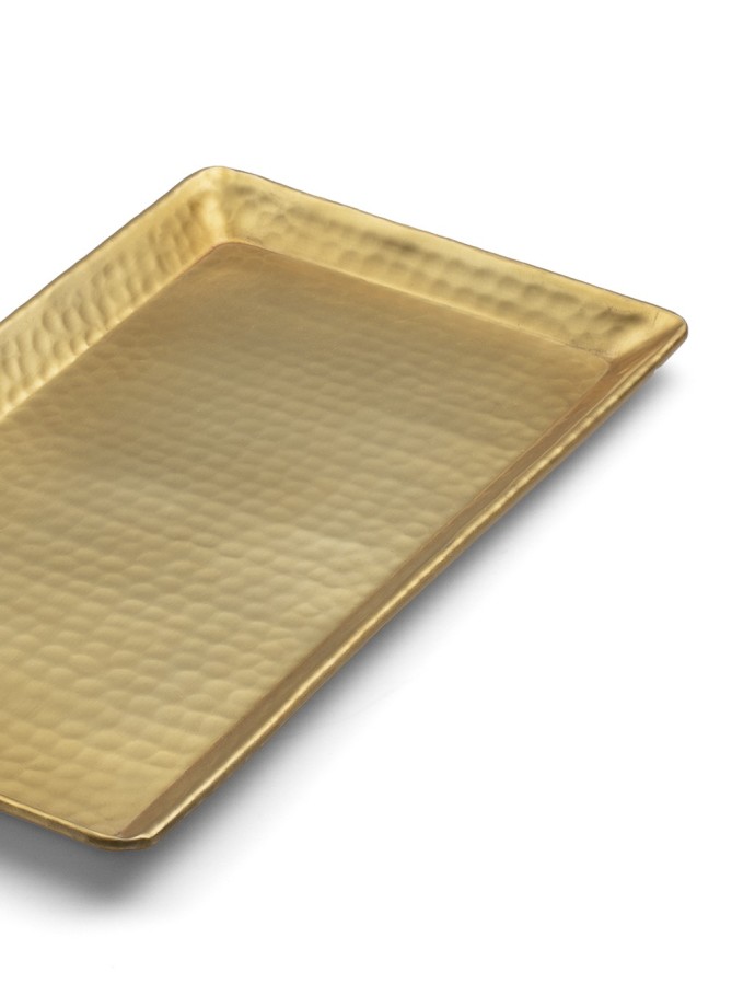 RECTANGULAR TRAY. Gold brass