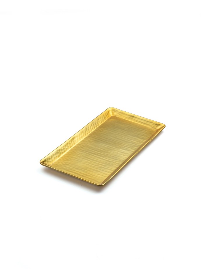 RECTANGULAR TRAY. Gold brass