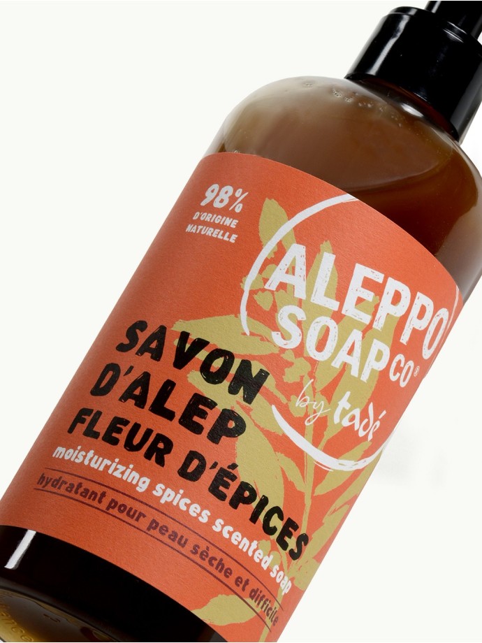 Savon d’Alep Liquide Fleur d’Épices - Douceur et chaleur épicée pour peaux sensibles