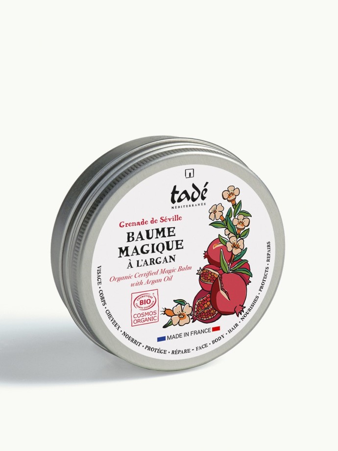 Organic magic balm with argan - Seville Pomegranate scent, for face, body & hair