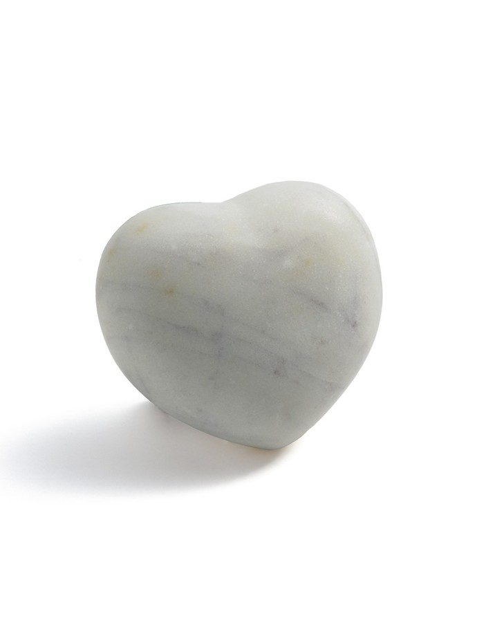 HEART-SHAPED MASSAGE STONE · White Marble